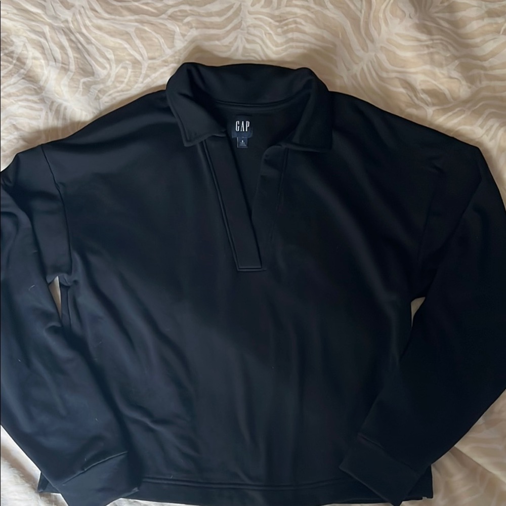 GAP Black Long Sleeve Polo Sweatshirt